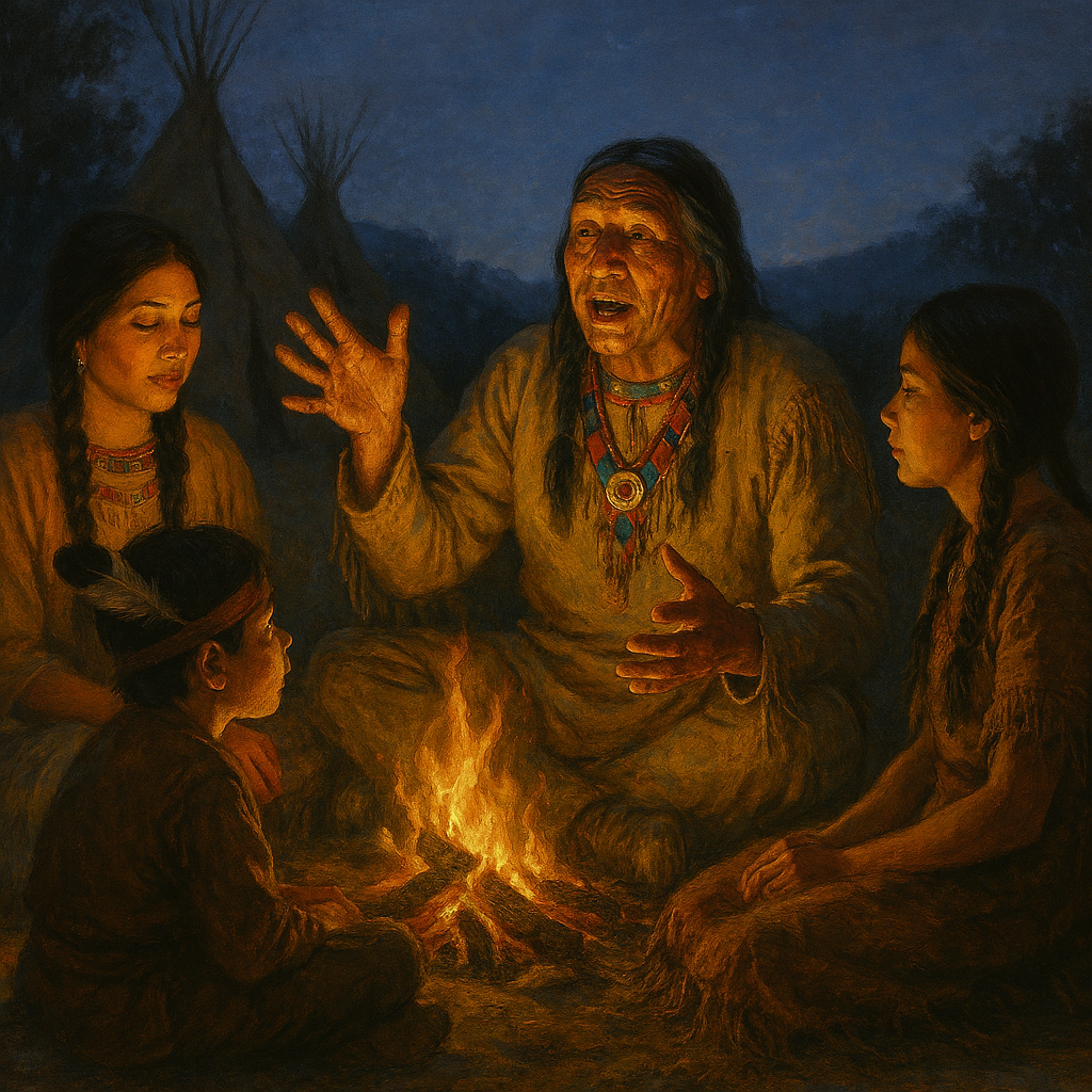 Sky greeting fans with indigenous beadwork and soft pearly light at a community center