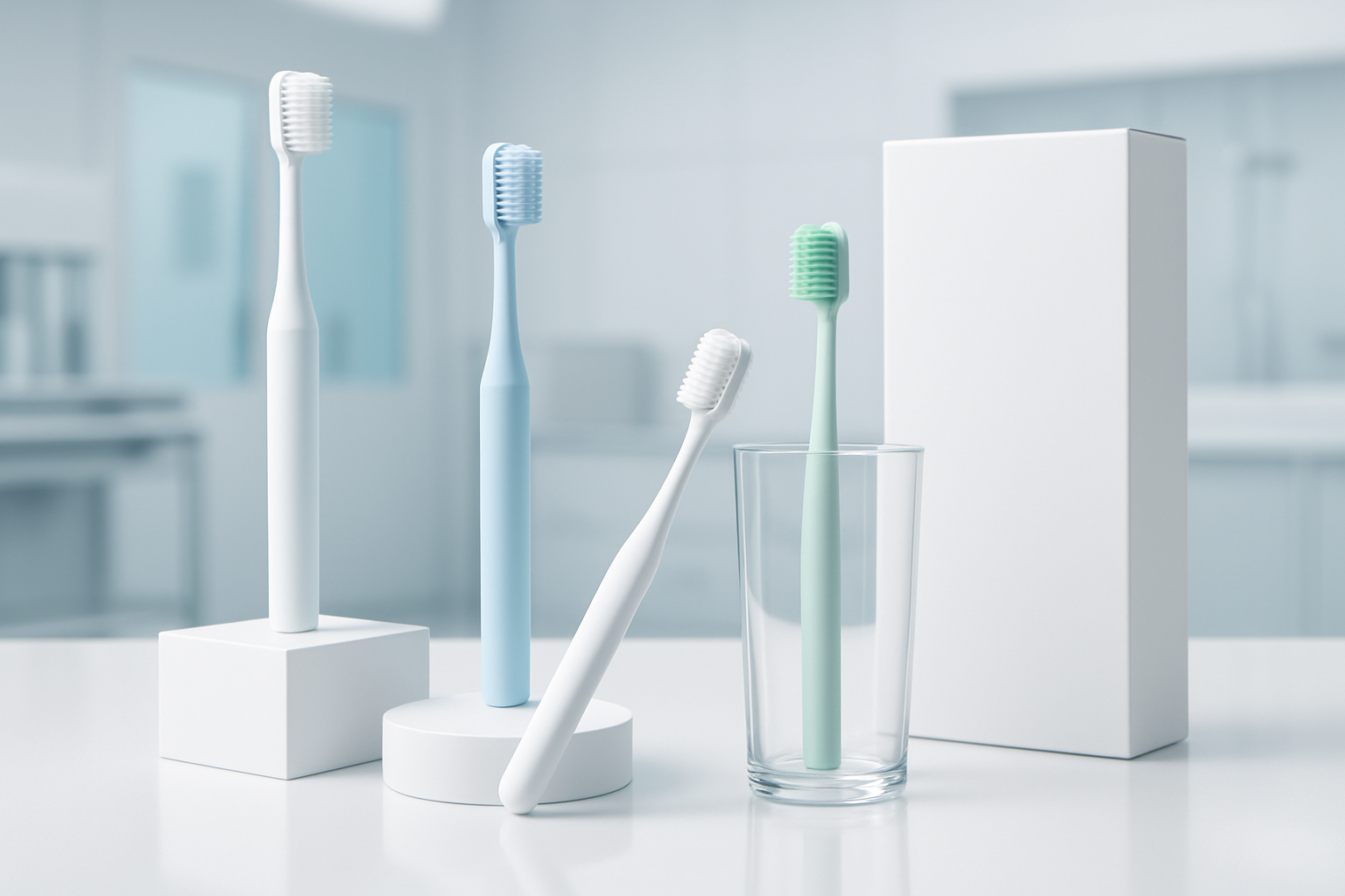 Premium toothbrush assortment with clean oral care presentation