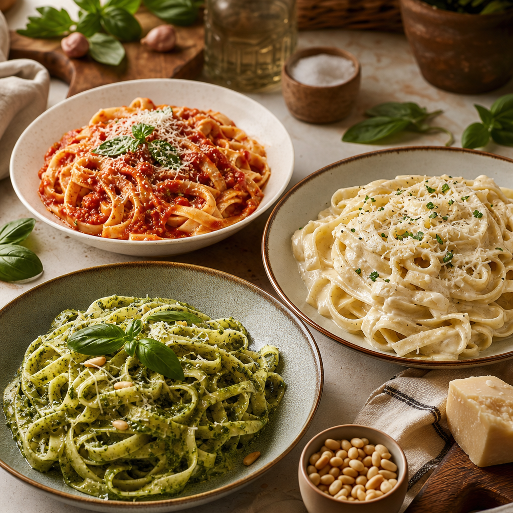 3 lb Fresh Organic Pasta Bundle (Marinara, Alfredo, Pesto of your choice)
