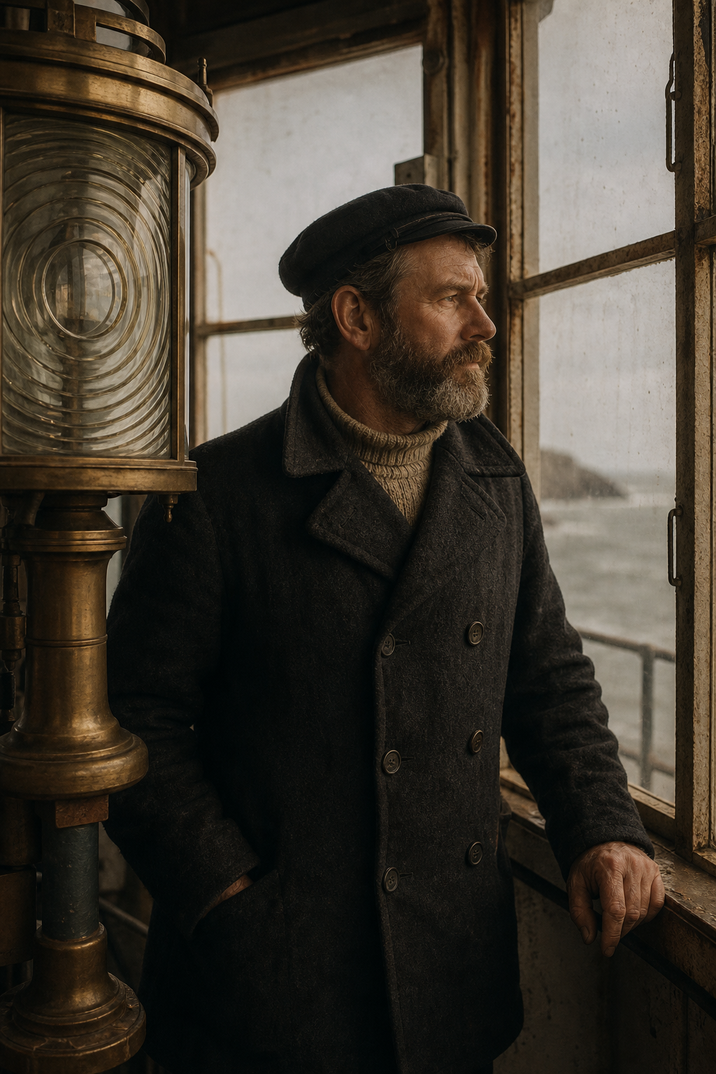Keeper portrait by lantern window
