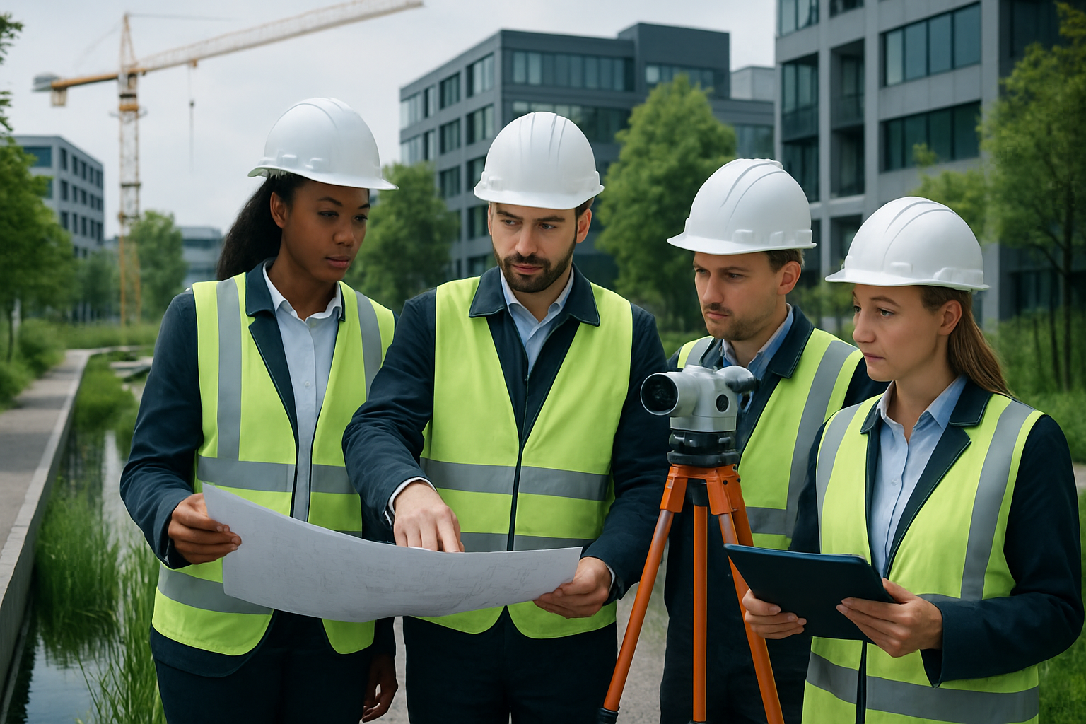 Equipo técnico de CYC en obra de infraestructura sostenible