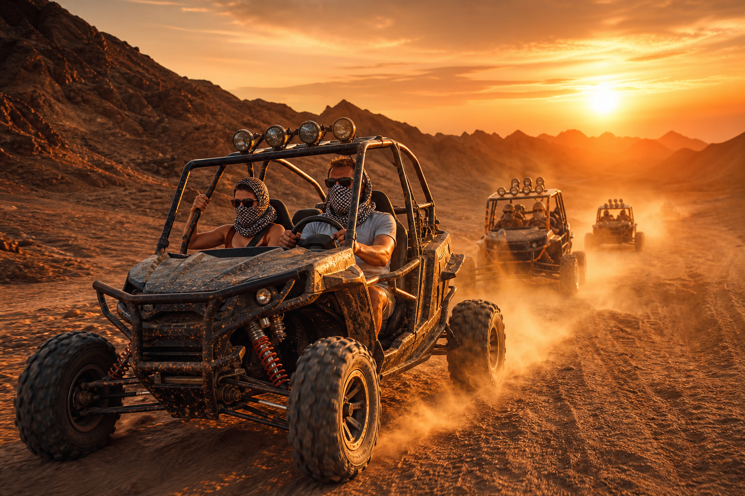 Cinematic desert tour scene for Sunset Buggy Desert Adventure