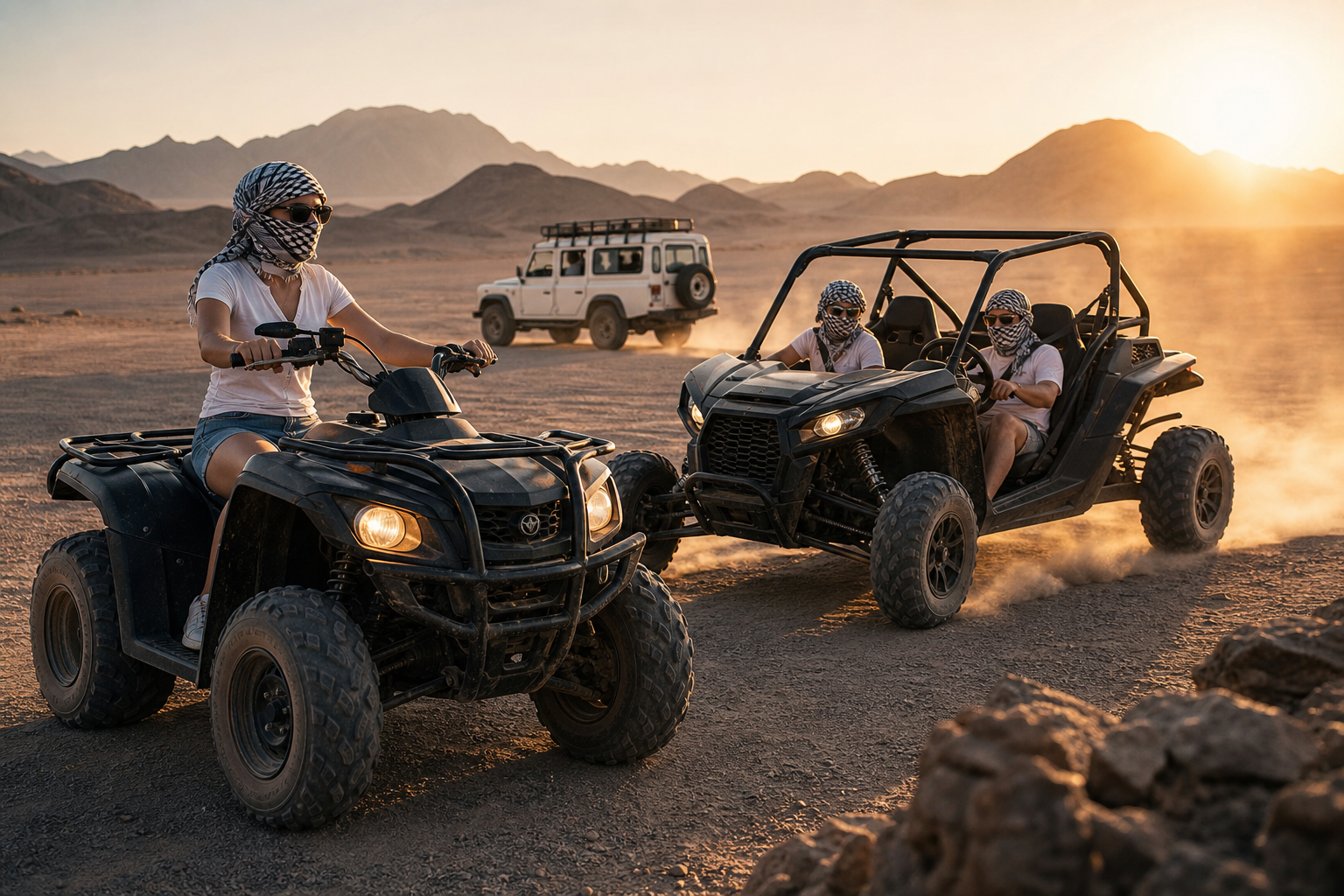 Cinematic desert tour scene for Private Hurghada Desert Safari