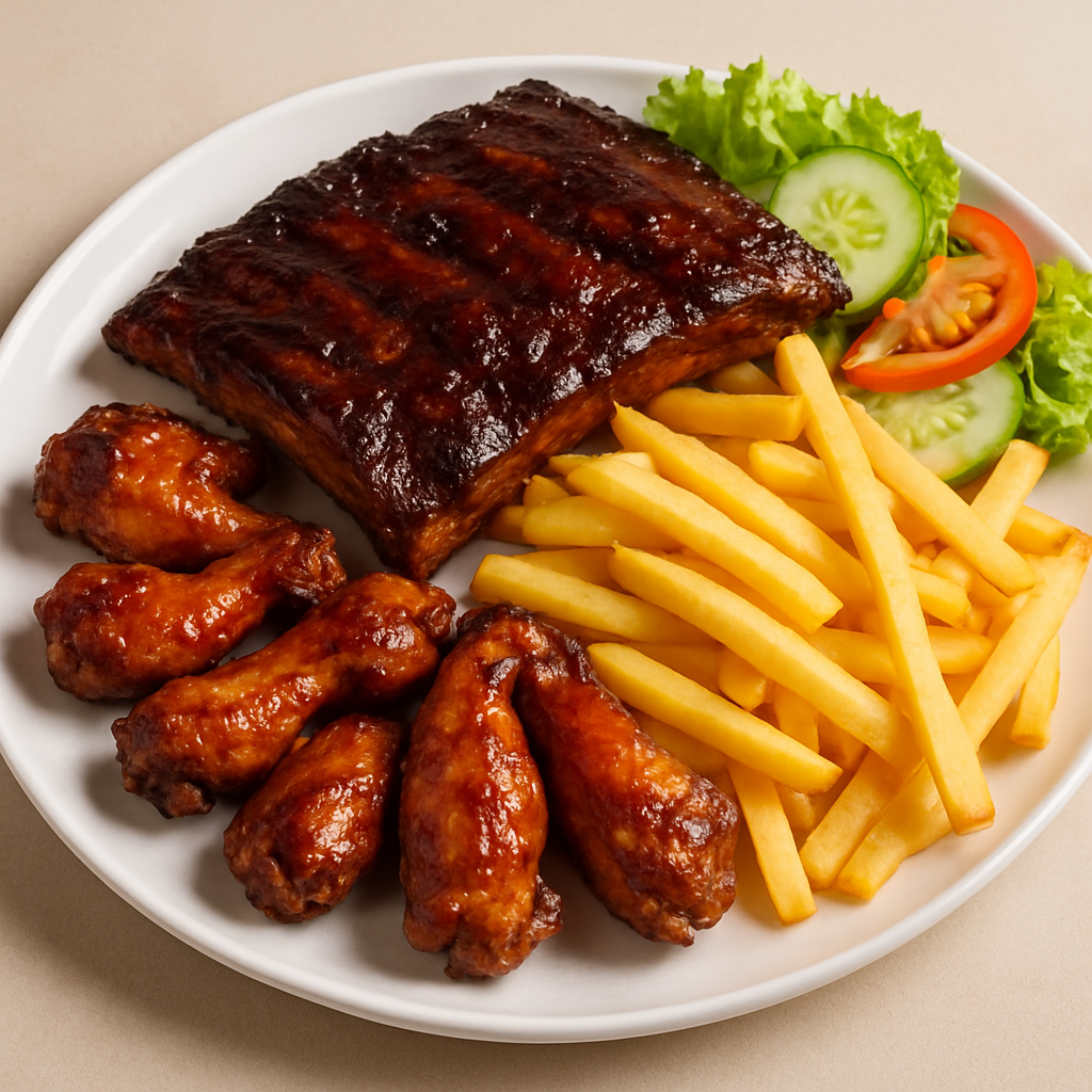 Ribs + 6 Wings + Fries + Salad braai item