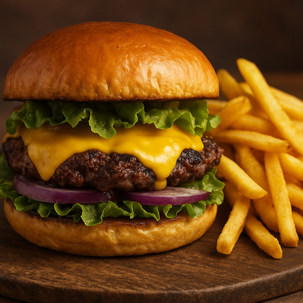 Smashed Beef Burger + Fries braai item