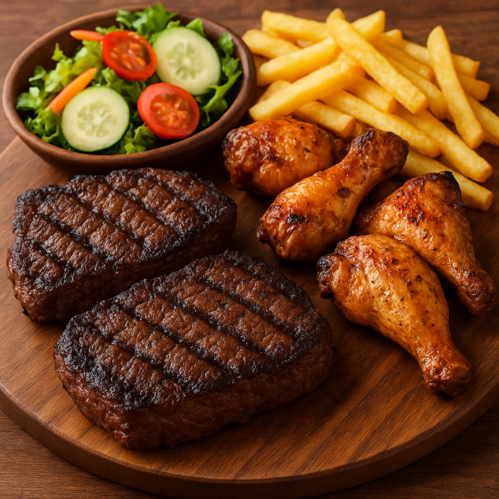 Beef x2 + 3 Wings + Fries + Salad braai item