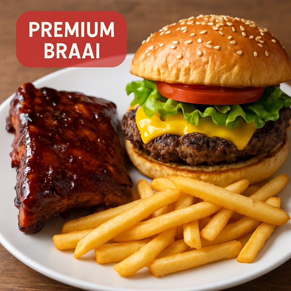 Ribs + Smashed Beef Burger + Fries braai item