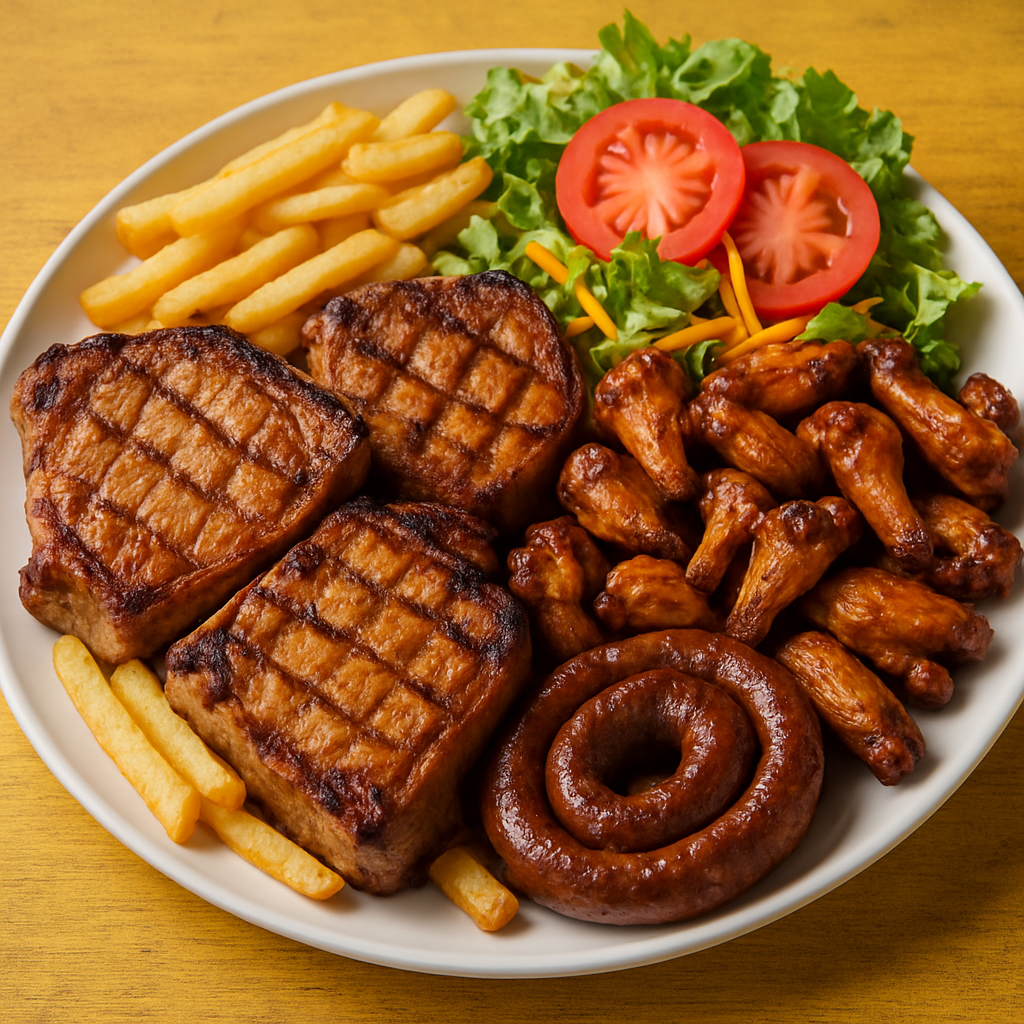 Pork Chops x3 + 15 Wings + Sausage + Fries + Salad braai item