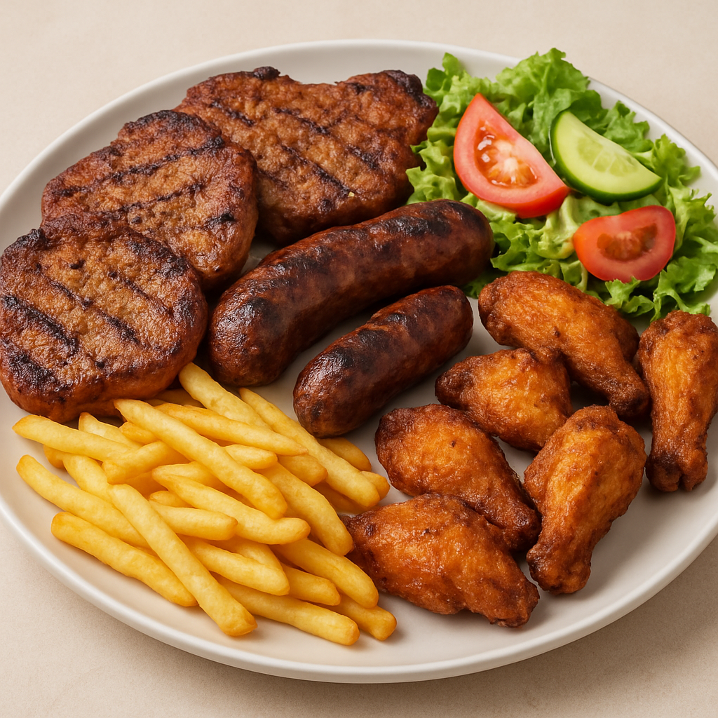 Pork Chops x4 + Sausage + 5 Wings + Fries + Salad braai item