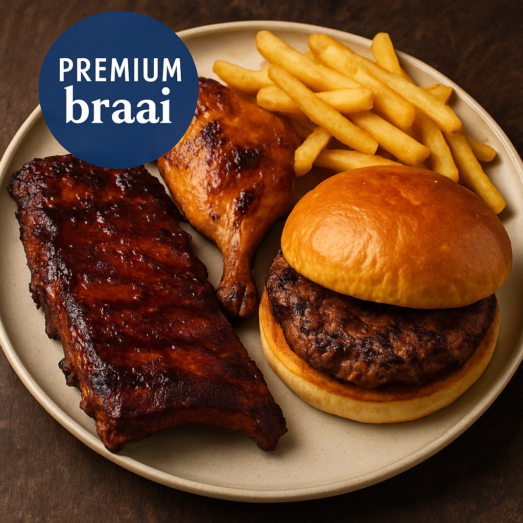 Ribs + Quarter Leg + Smashed Beef Burger + Fries braai item