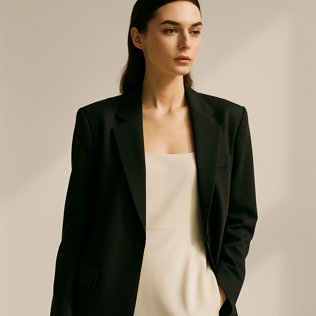 Editorial fashion photoshoot with minimalist styling and clean composition