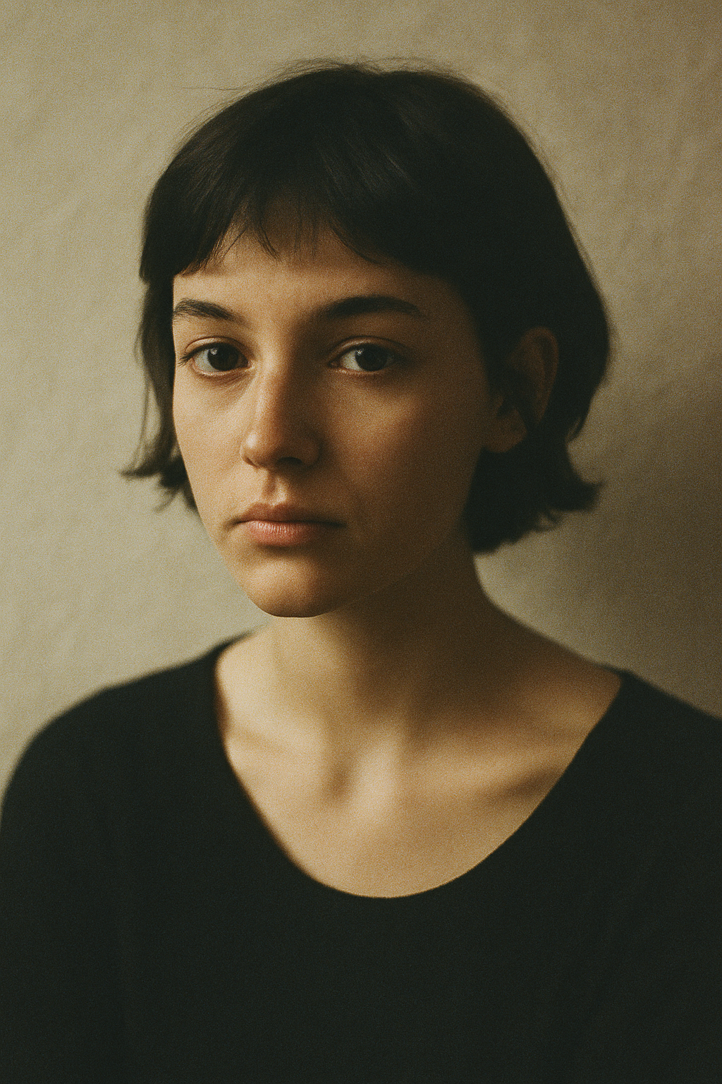 35mm-inspired portrait with natural grain and muted tones
