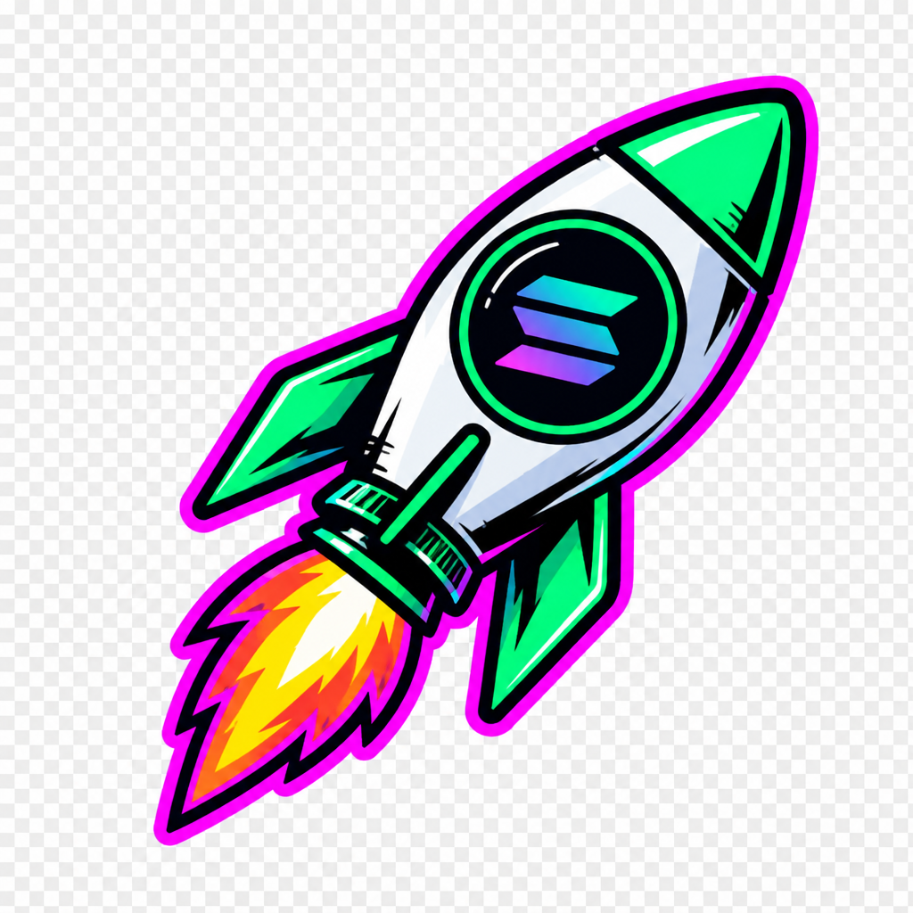 Small neon rocket sticker icon for the Pump.fun badge