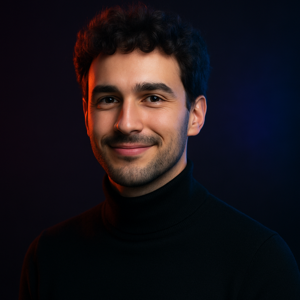 Marco Rossi, Design Systems Lead at Figma with curly dark hair