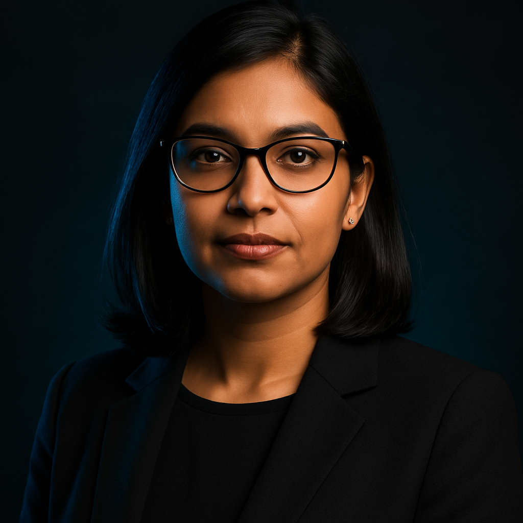 Aisha Patel, Accessibility Advocate at Microsoft wearing glasses