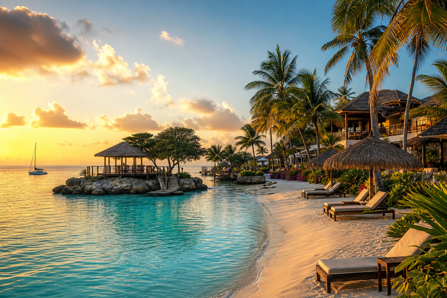 Jamaica tropical destination with beach and island scenery
