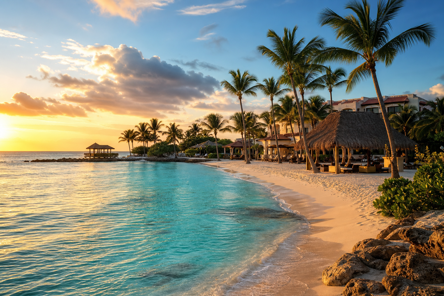 Aruba tropical destination with beach and island scenery