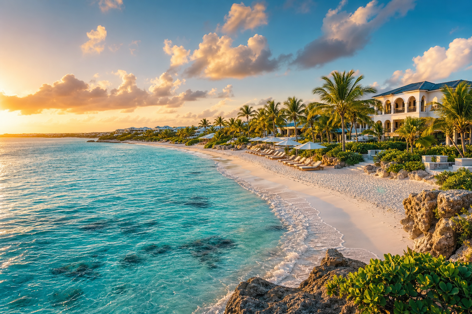 Turks and Caicos tropical destination with beach and island scenery