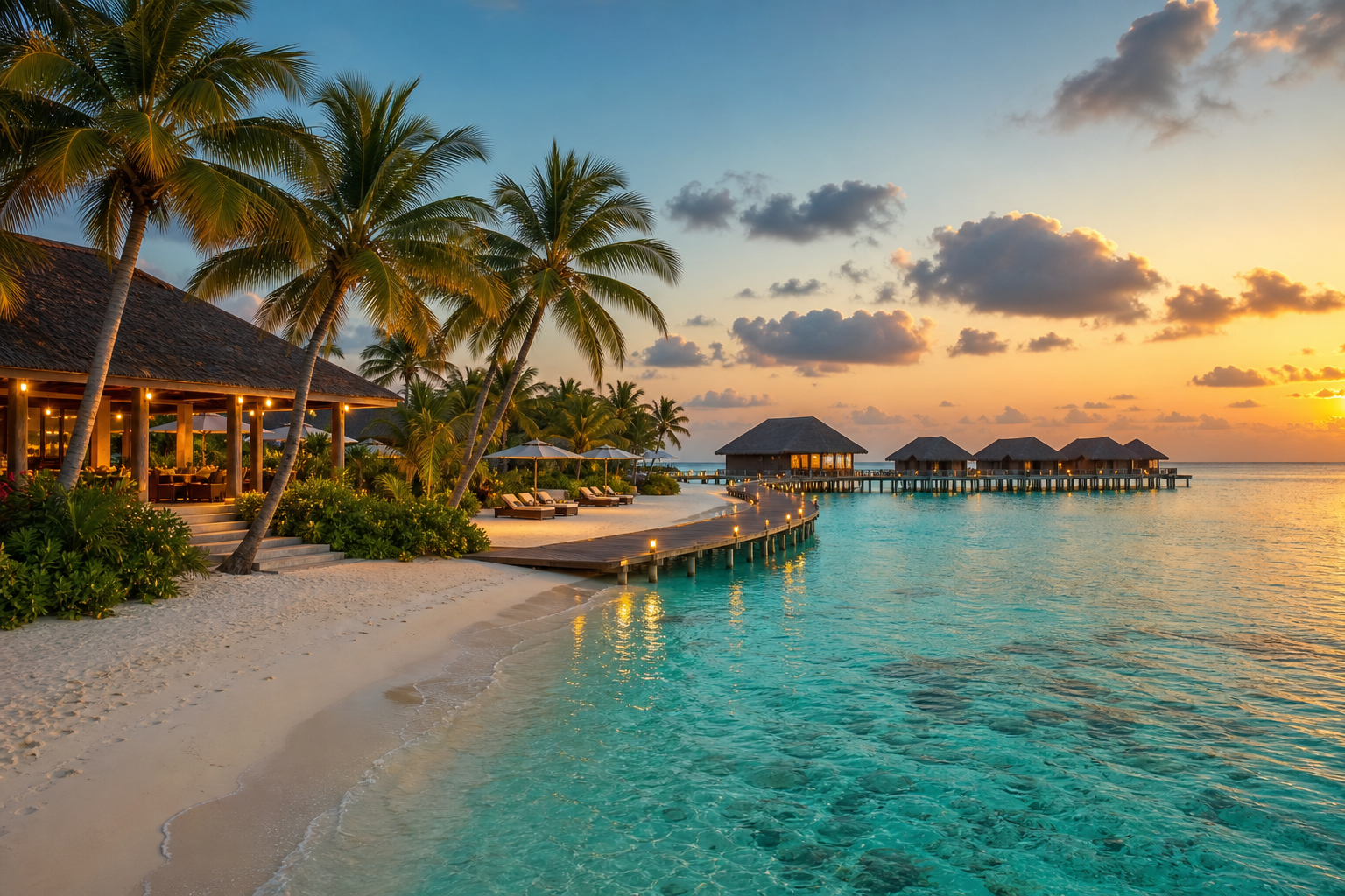 Maldives tropical destination with beach and island scenery