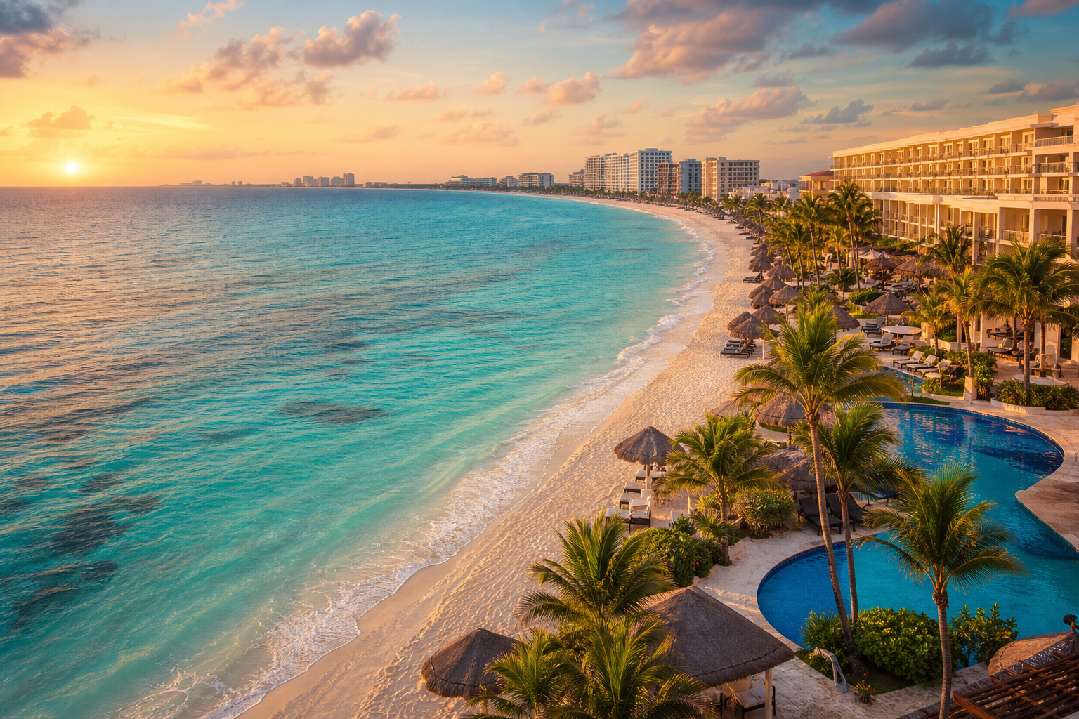 Cancun tropical destination with beach and island scenery