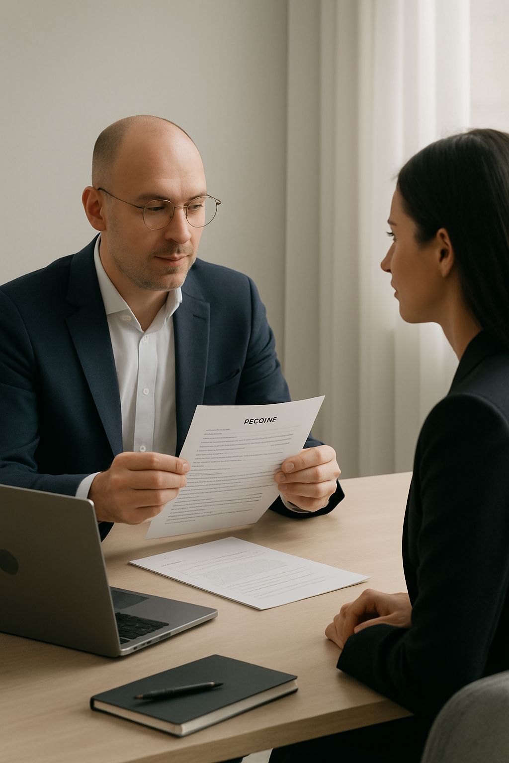 Senior career strategist reviewing a polished resume with a professional candidate in a modern consulting office