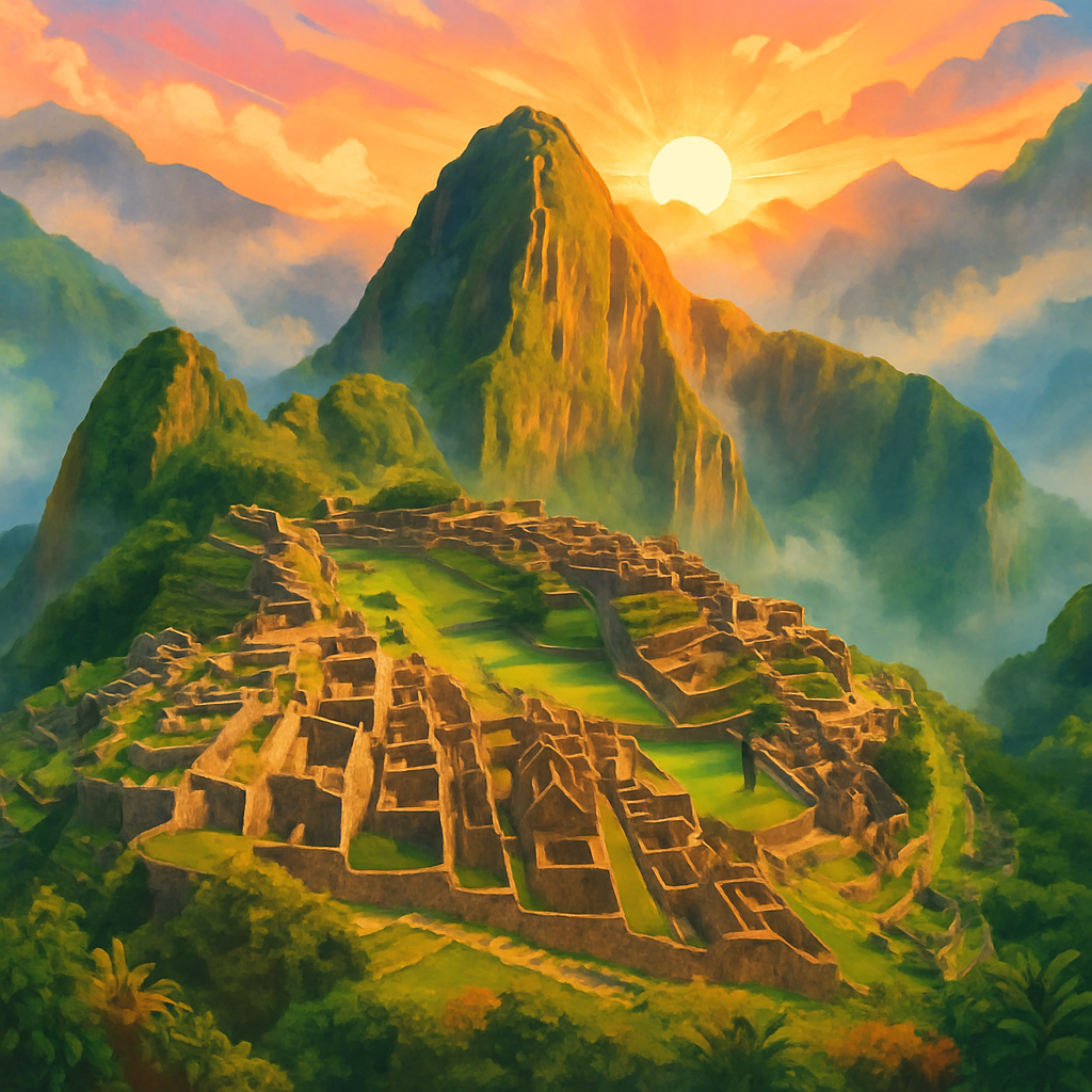 Sunrise over Machu Picchu in Peru