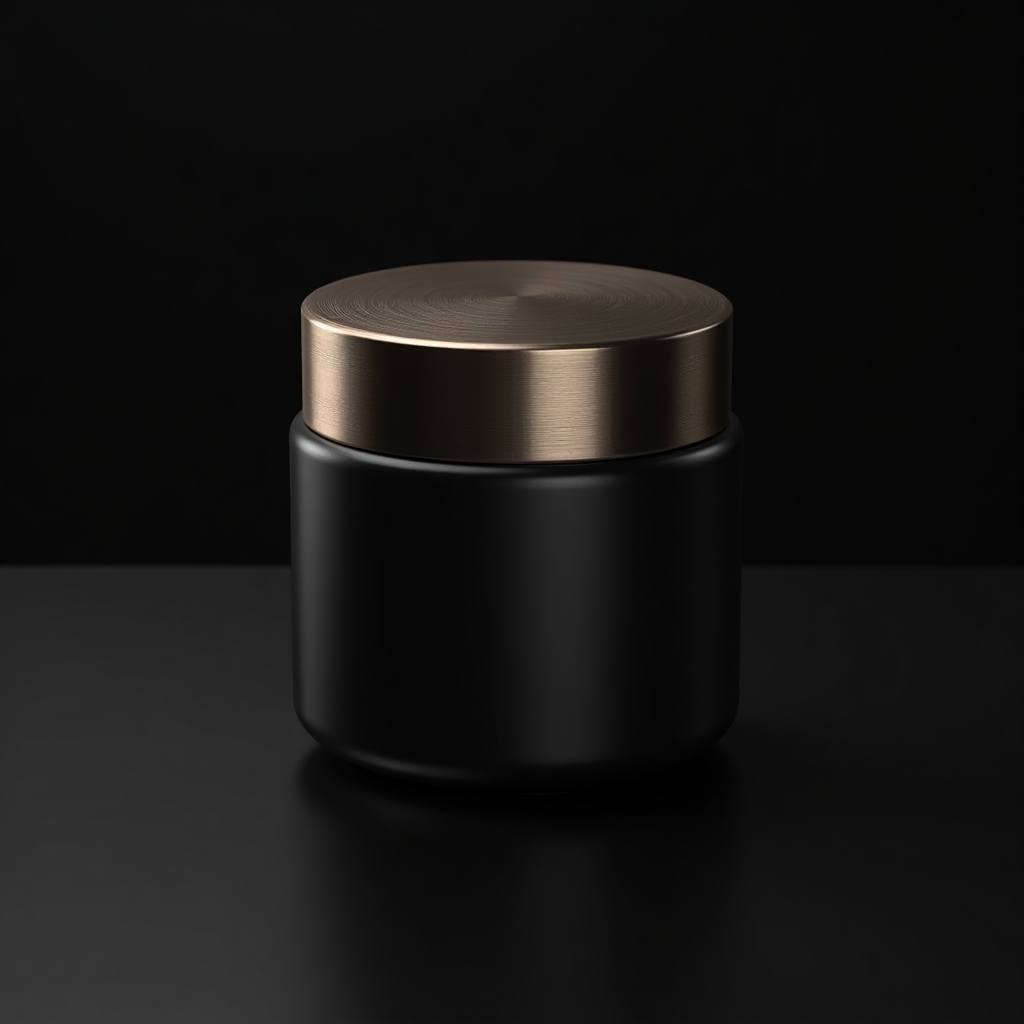 Matte charcoal pomade jar with brushed-metal lid