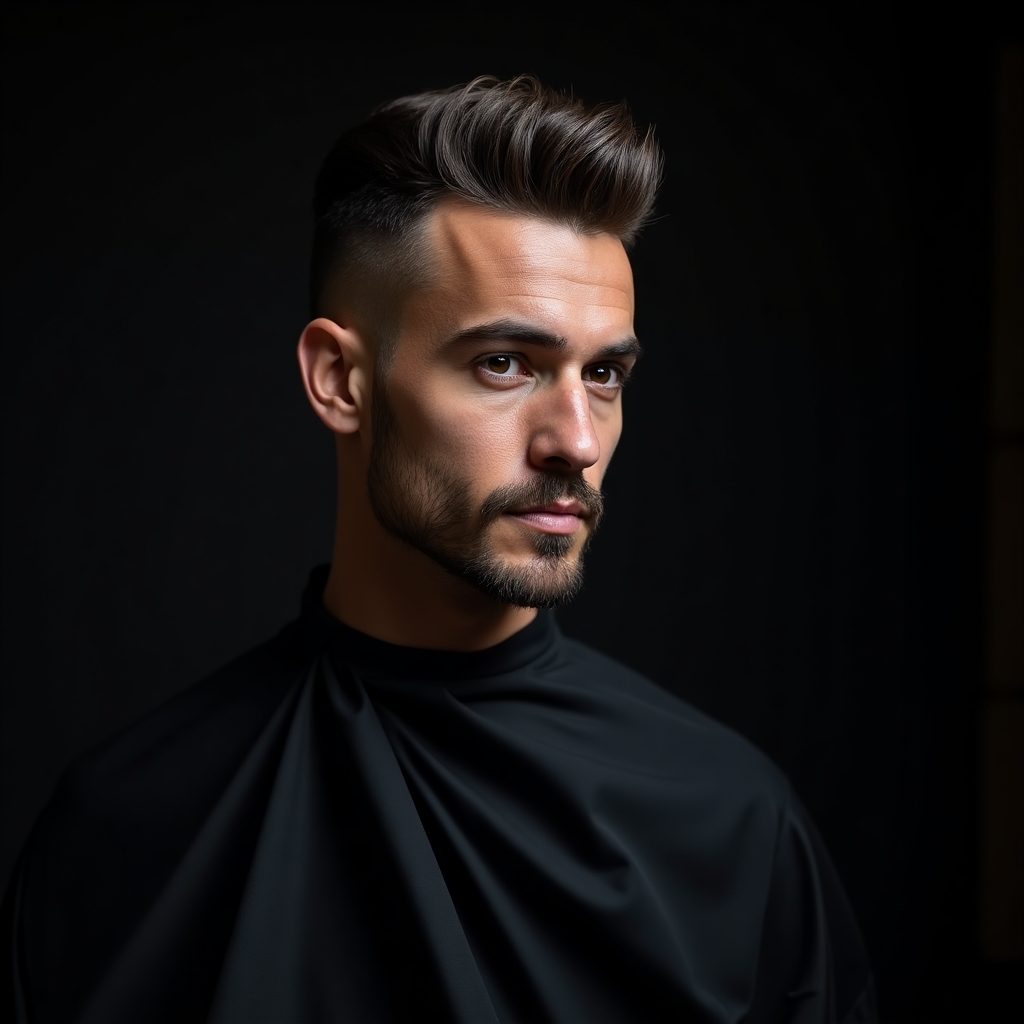 Polished slick back hairstyle with clean sides and glossy finish