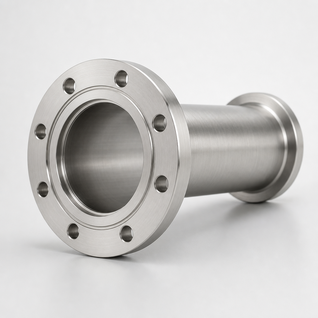 Stainless steel vacuum tube with a circular flange