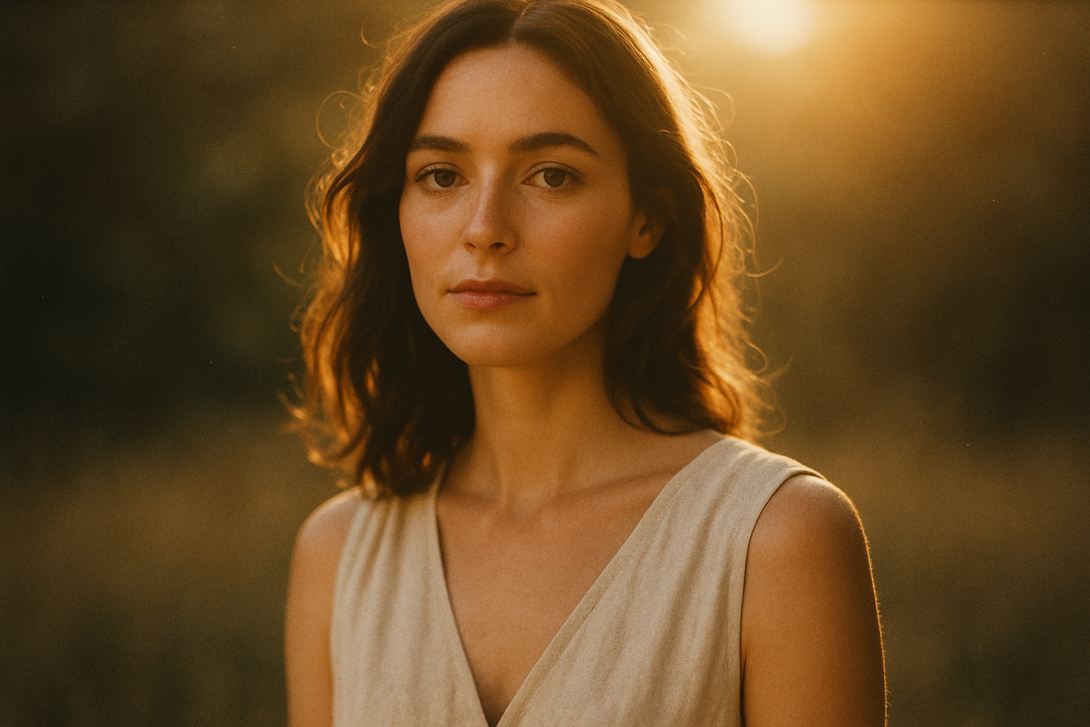 Sunlit film portrait with soft grain