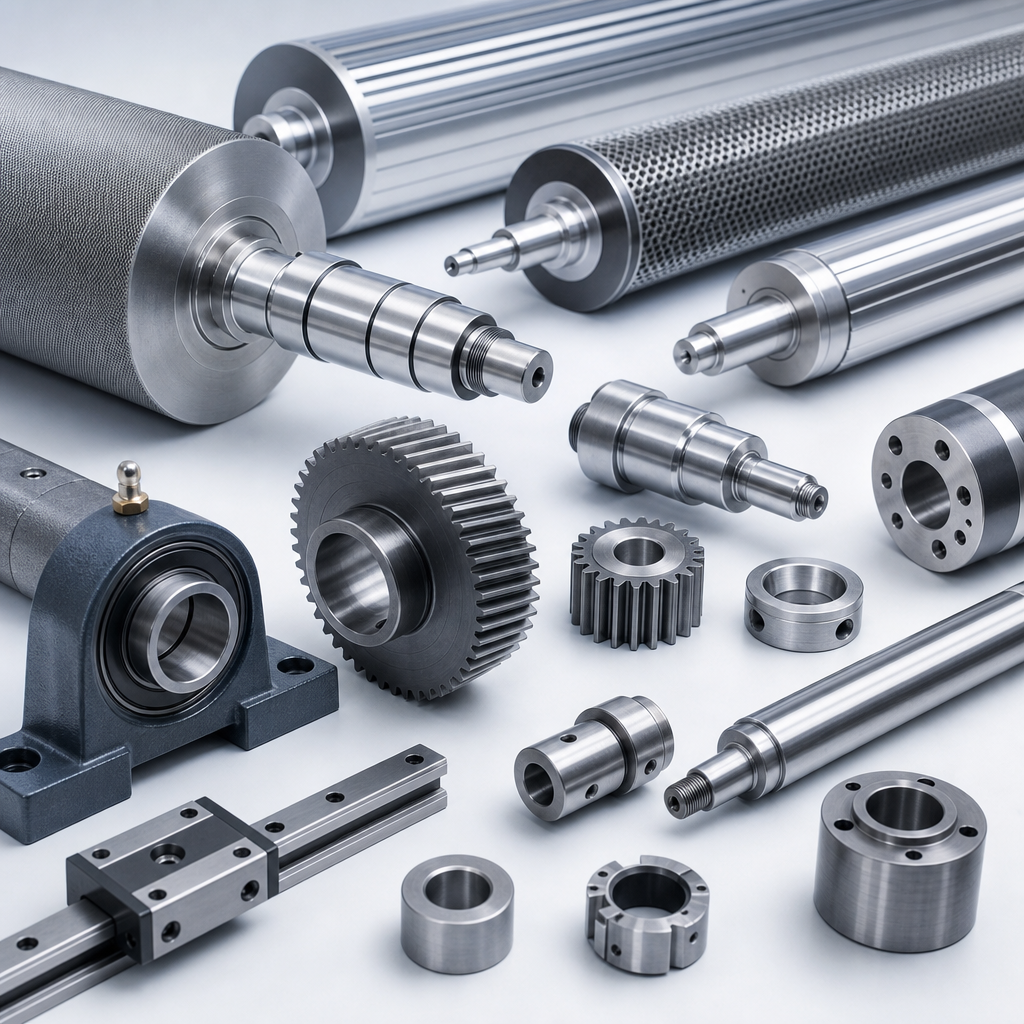 Collection of precision textile machinery components and rollers
