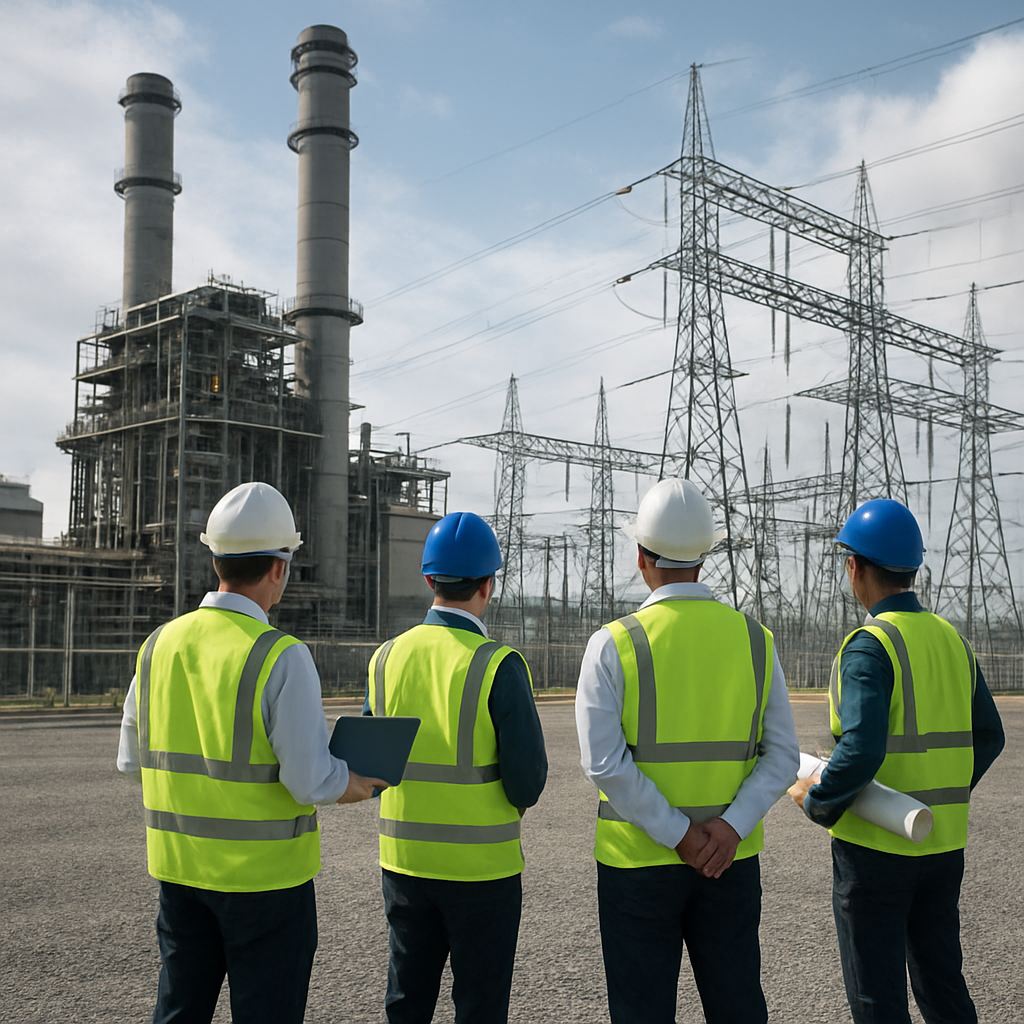 Engineers overseeing an energy infrastructure project site