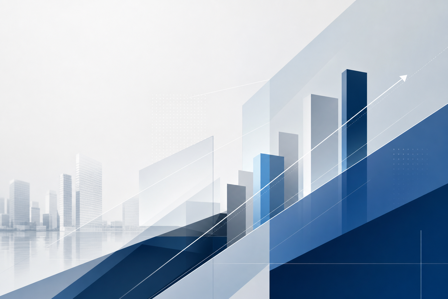 Modern corporate geometric composition with structured linework and layered business-centric forms