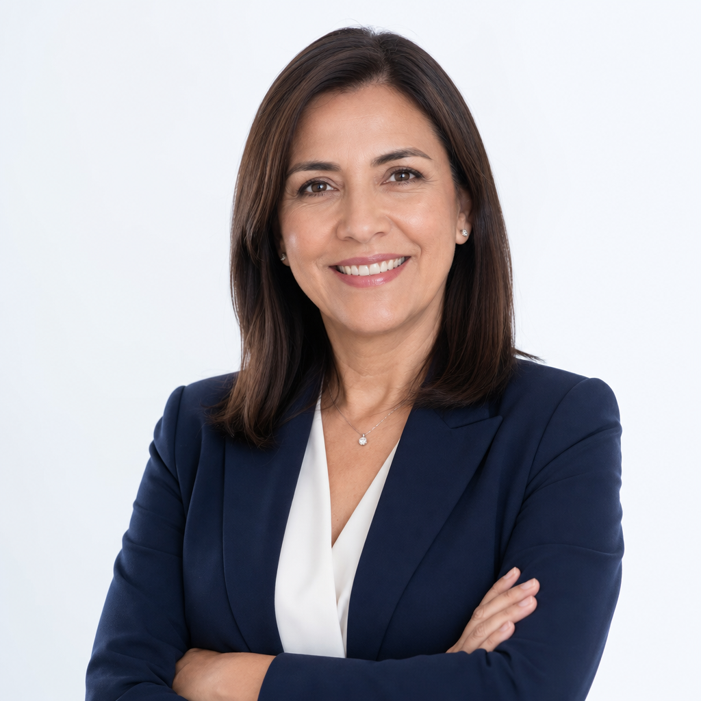 Retrato profesional de Sandra, fundadora de la agencia