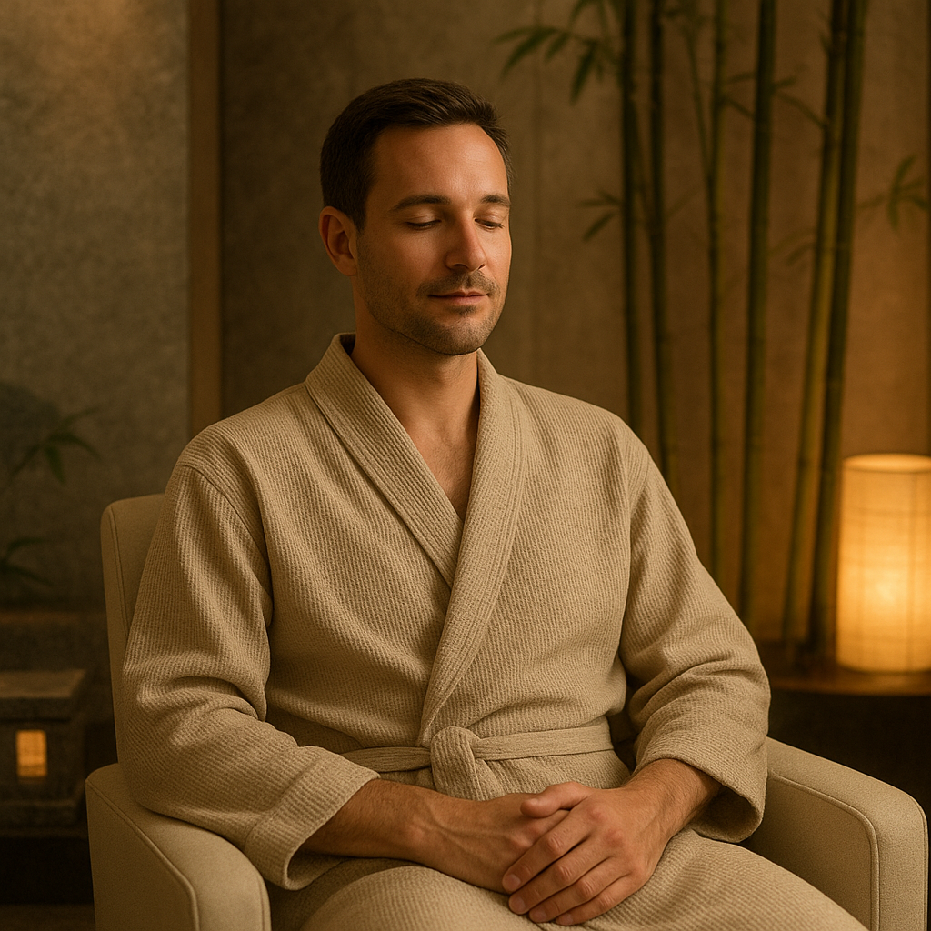 Portrait of a relaxed male spa client