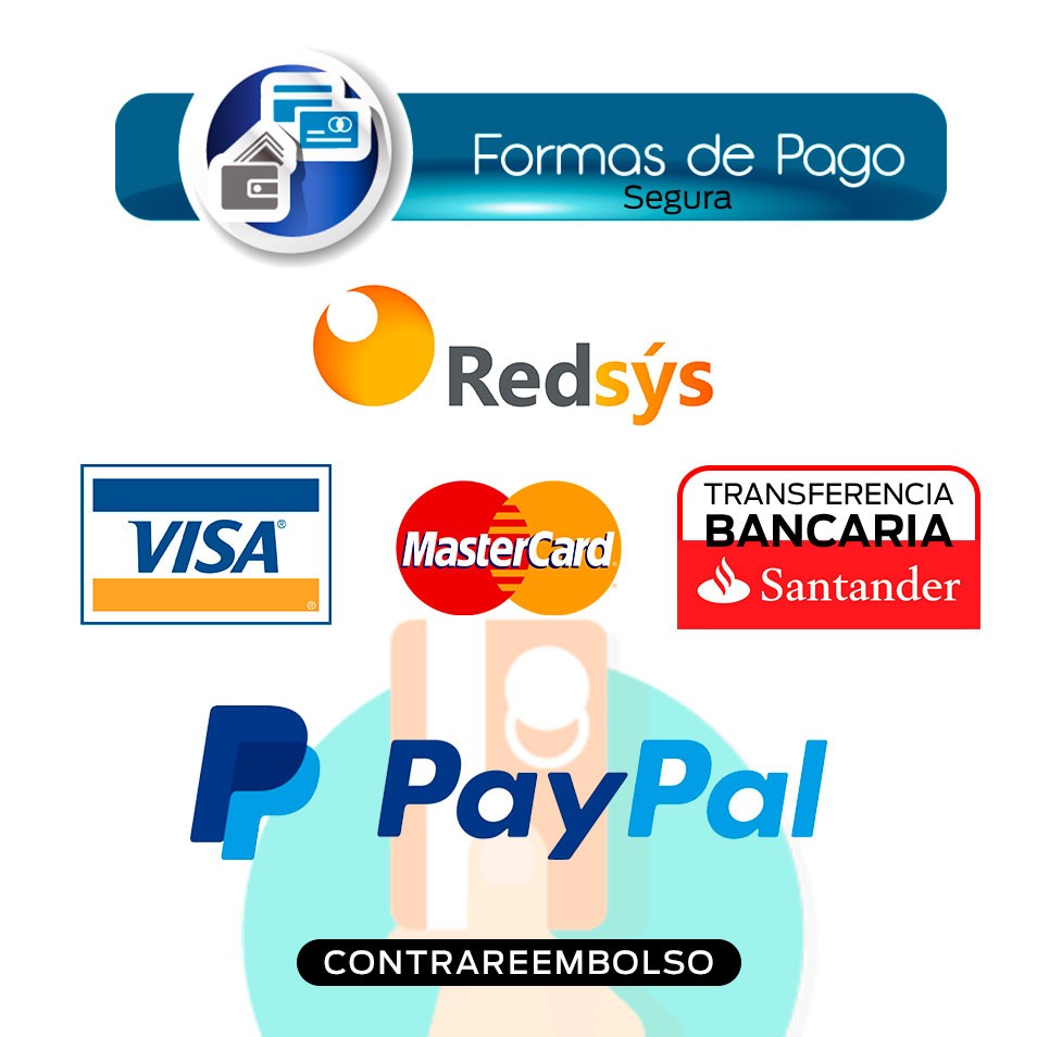 Imagen promocional con métodos de pago seguros y marcas aceptadas como Visa, Mastercard, PayPal y transferencia bancaria