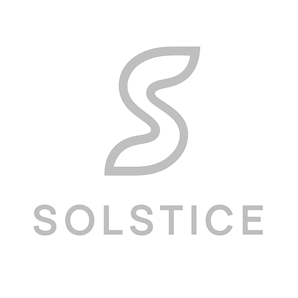 Solstice abstract S curve logo in monochrome