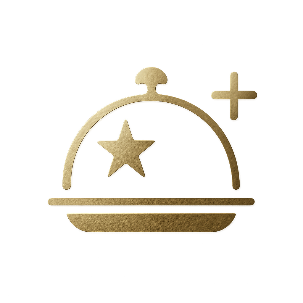 Hospitality navigation icon in metallic gold