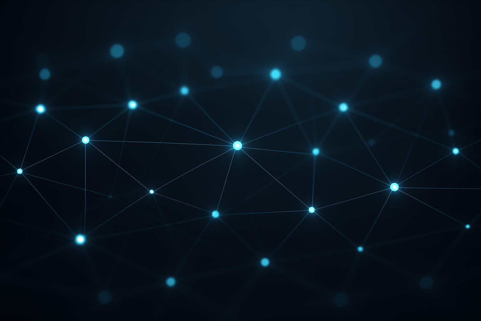 Abstract network nodes connected by luminous arcs