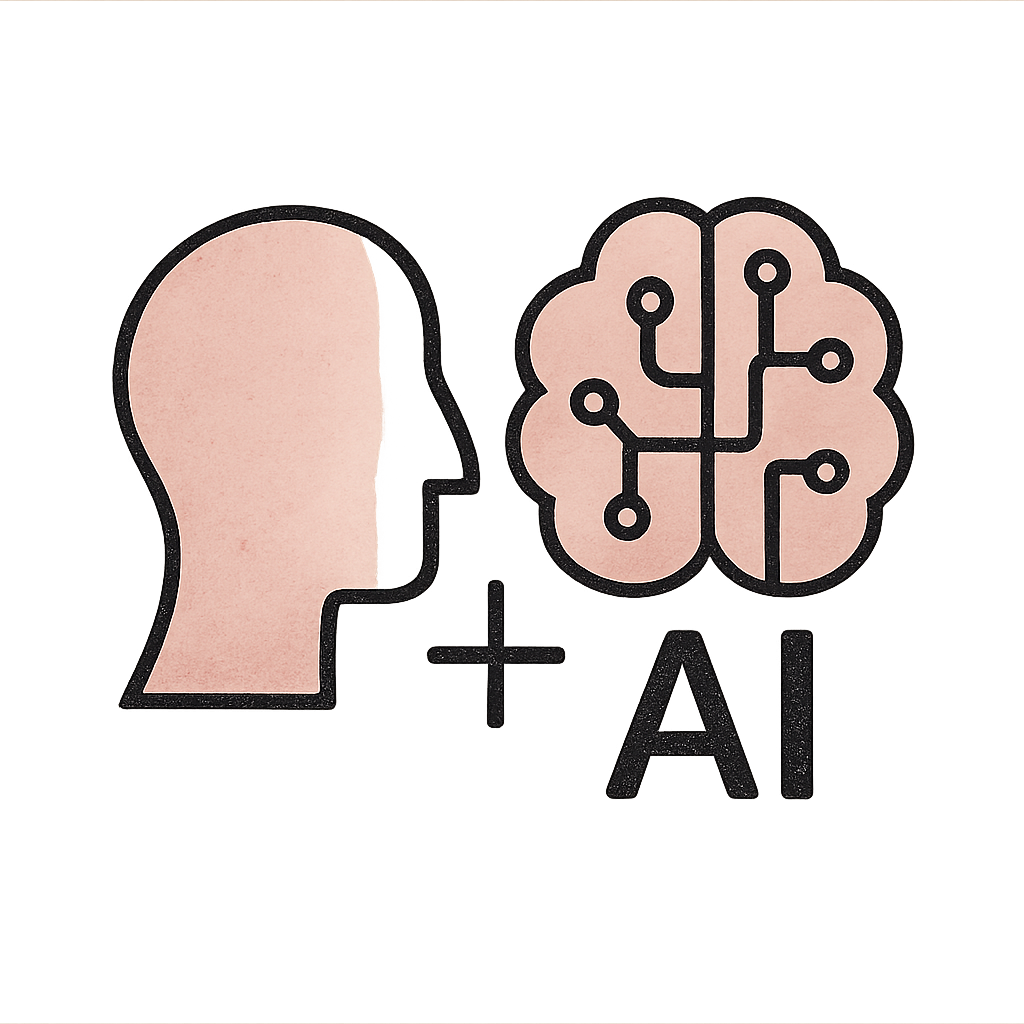 Icône abstraite collaboration humain + IA