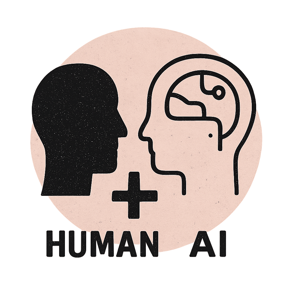 Icône abstraite collaboration humain + IA