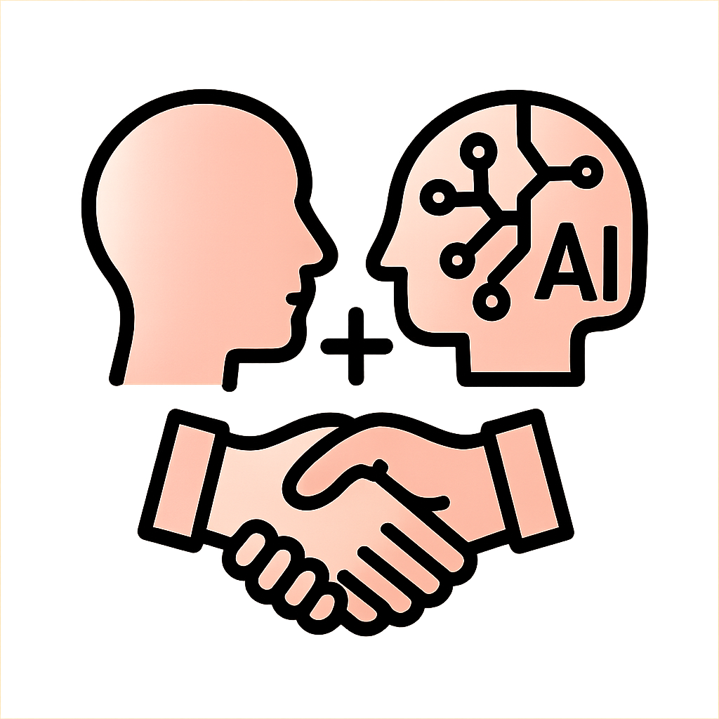 Icône abstraite collaboration humain + IA
