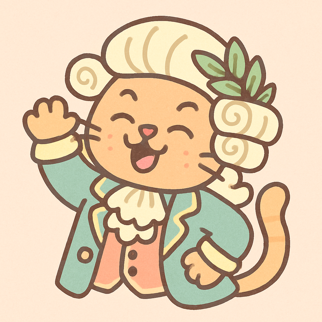 Cartoon historical figure cat icon
