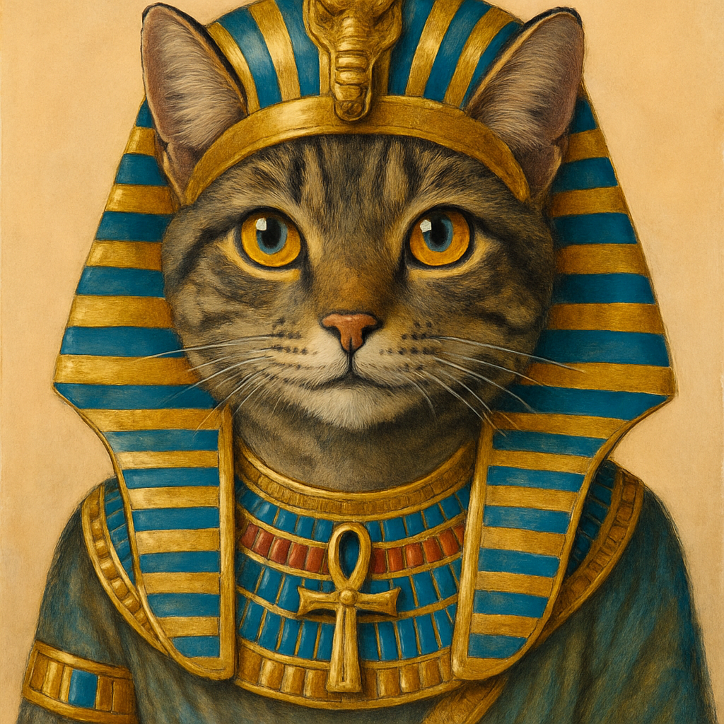 Cat in ancient Egyptian pharaoh attire