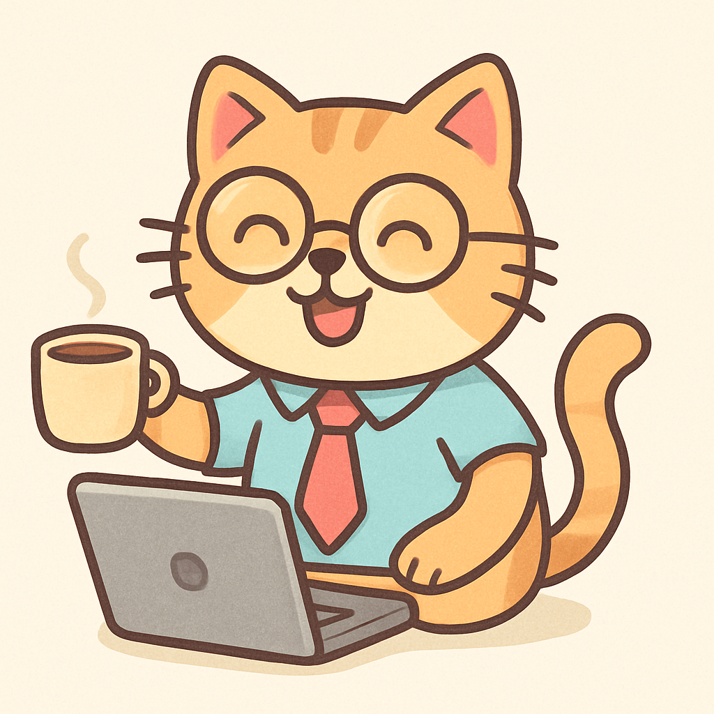 Cartoon office worker cat icon