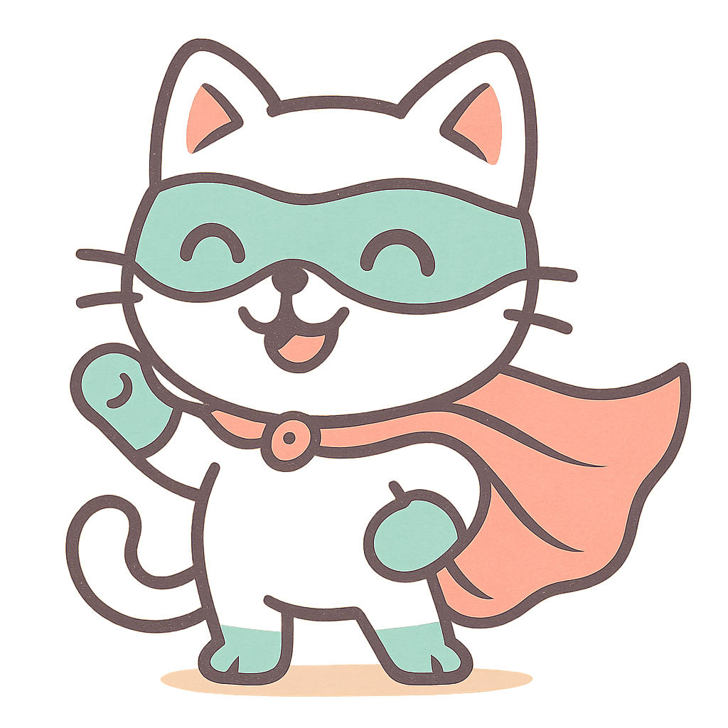 Cartoon superhero cat icon