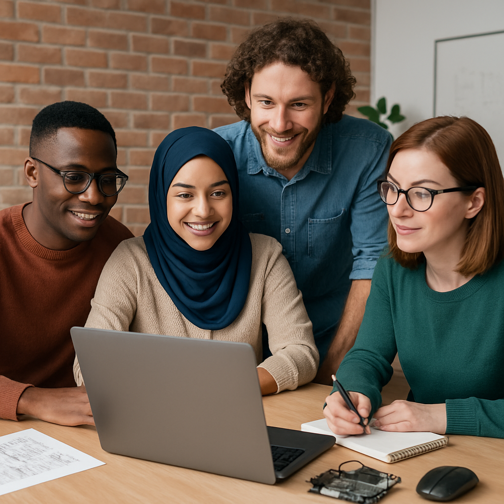 Diverse tech team collaborating