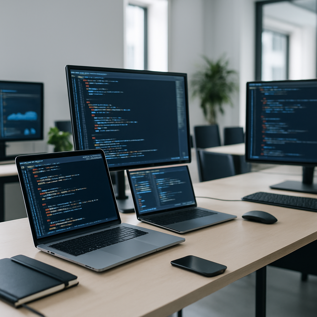Modern workspace with tech gadgets
