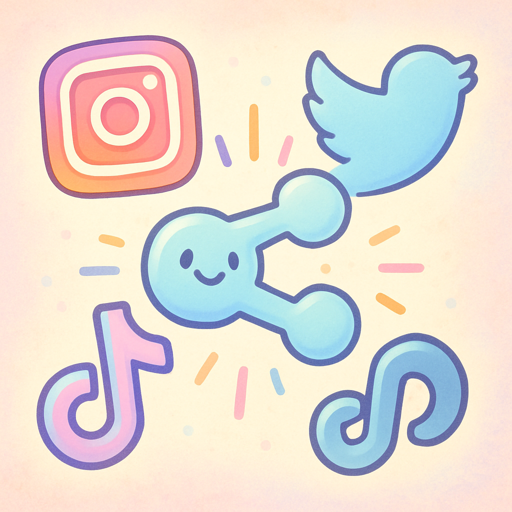 Playful share icon with social links