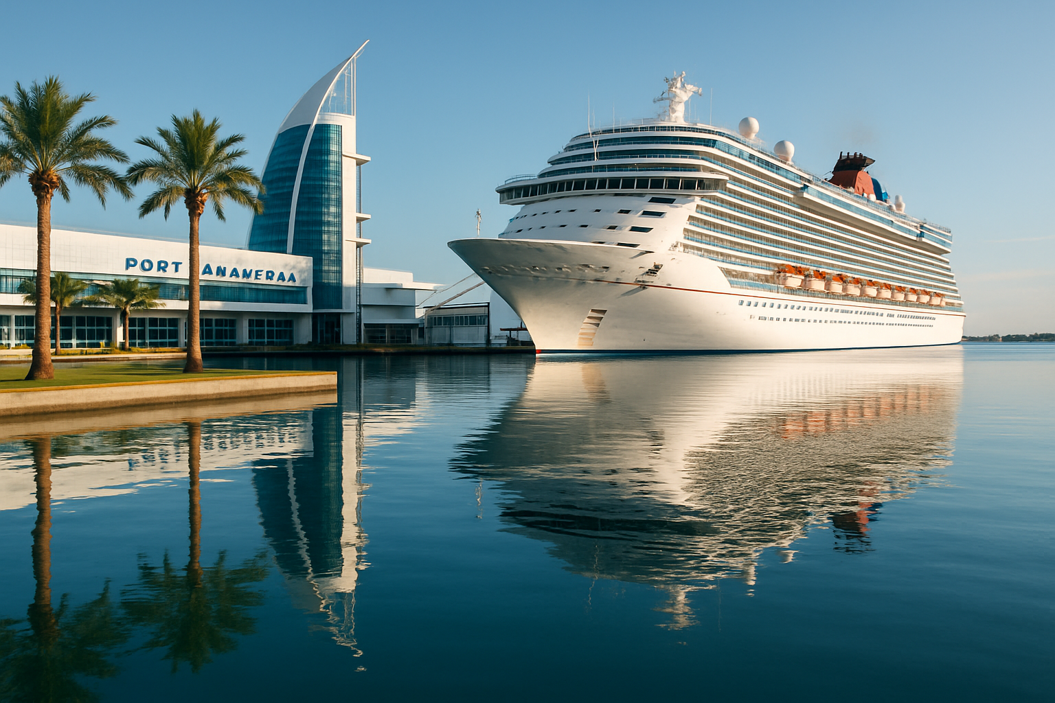 Port Canaveral cruise terminal and ships